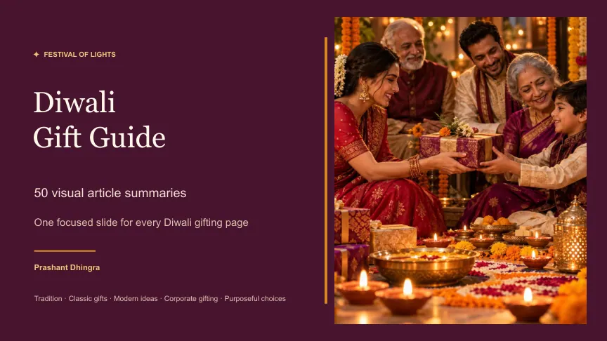 Cover slide for the Diwali Gift Guide, featuring celebratory gift giving