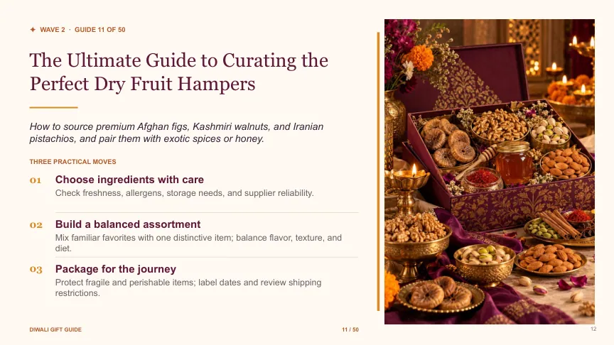 Diwali gift guide slide 11: The Ultimate Guide to Curating the Perfect Dry Fruit Hampers