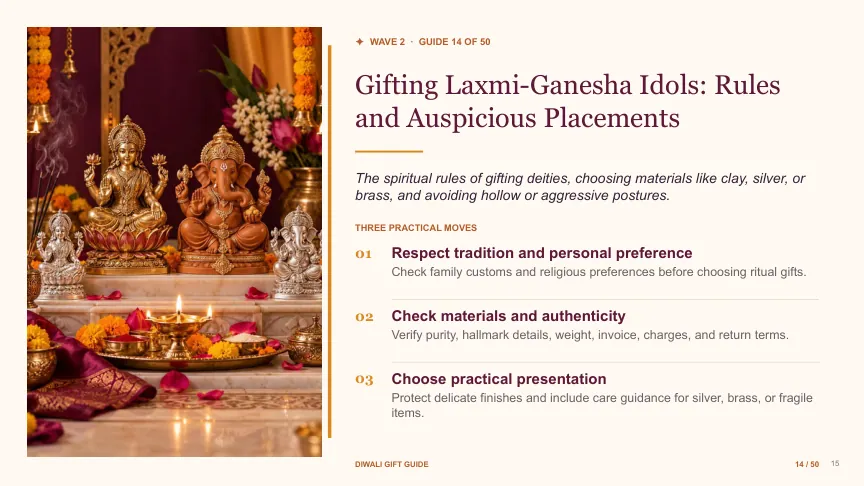Diwali gift guide slide 14: Gifting Laxmi-Ganesha Idols: Rules and Auspicious Placements
