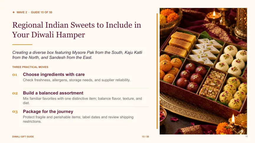 Diwali gift guide slide 15: Regional Indian Sweets to Include in Your Diwali Hamper