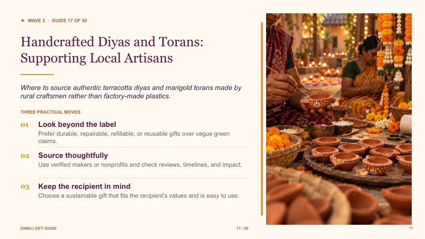 Diwali gift guide slide 17: Handcrafted Diyas and Torans: Supporting Local Artisans