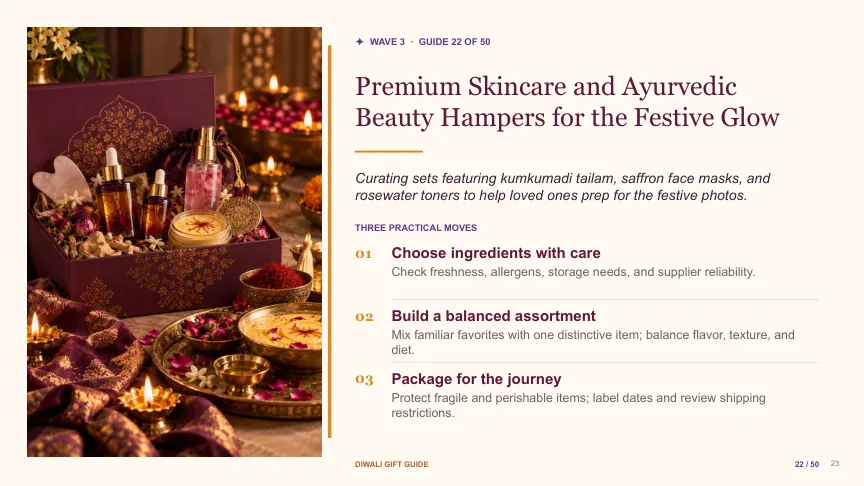 Diwali gift guide slide 22: Premium Skincare and Ayurvedic Beauty Hampers for the Festive Glow