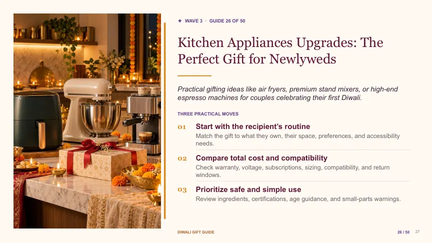 Diwali gift guide slide 26: Kitchen Appliances Upgrades: The Perfect Gift for Newlyweds