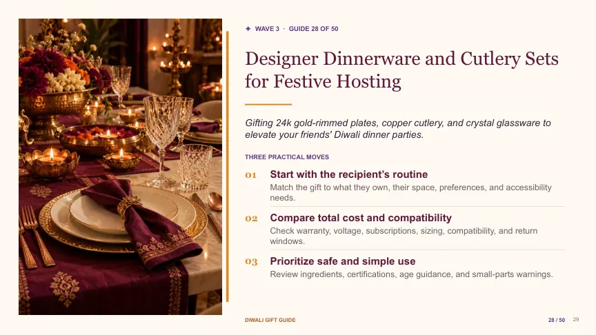 Diwali gift guide slide 28: Designer Dinnerware and Cutlery Sets for Festive Hosting