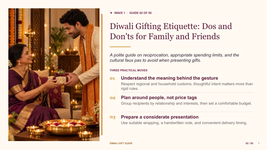 Diwali gift guide slide 2: Diwali Gifting Etiquette: Dos and Don'ts for Family and Friends