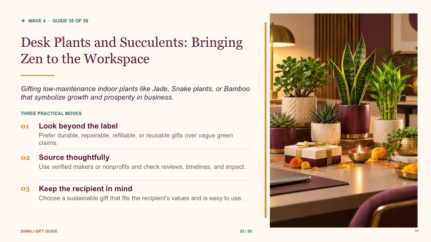 Diwali gift guide slide 35: Desk Plants and Succulents: Bringing Zen to the Workspace