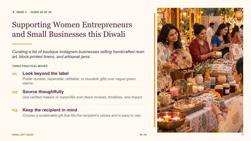 Diwali gift guide slide 49: Supporting Women Entrepreneurs and Small Businesses this Diwali