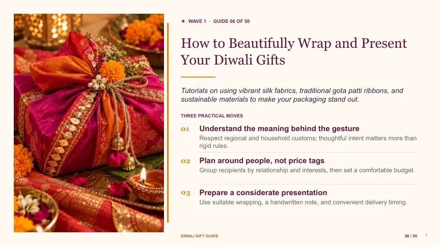Diwali gift guide slide 6: How to Beautifully Wrap and Present Your Diwali Gifts