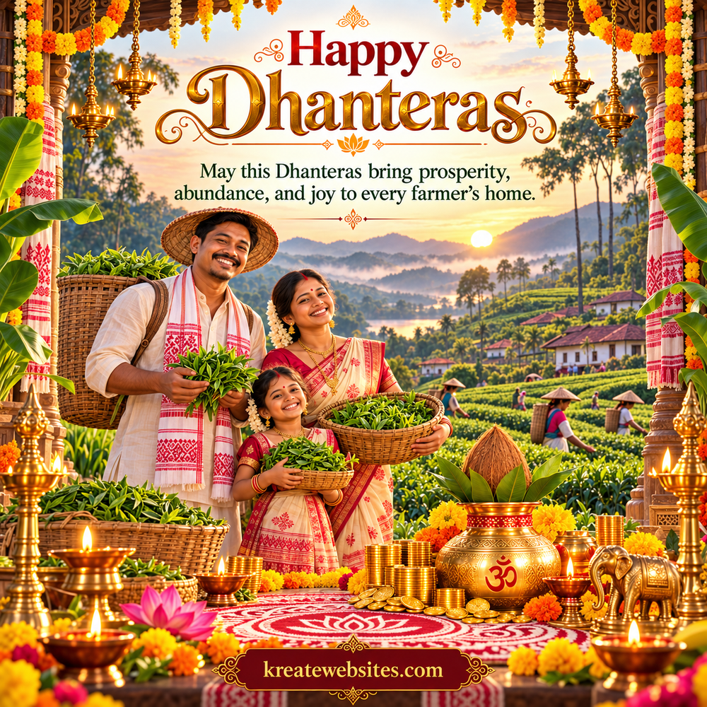 Golden Dhanteras In Tea Gardens - Dhanteras greeting image