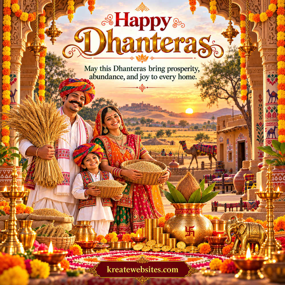 Rajasthani Dhanteras Family Celebration - Dhanteras greeting image