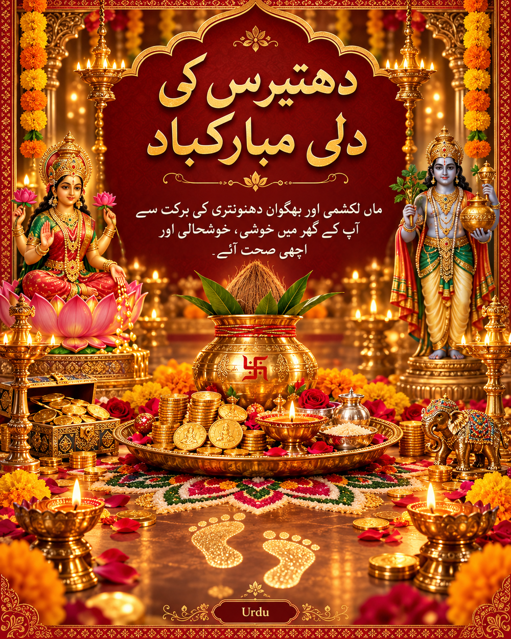 Dhantera Card Urdu - Dhanteras greeting image