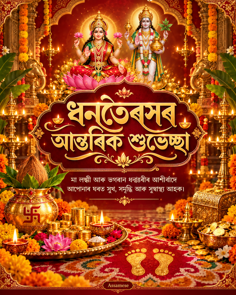 Dhanteras Card Assmese - Dhanteras greeting image