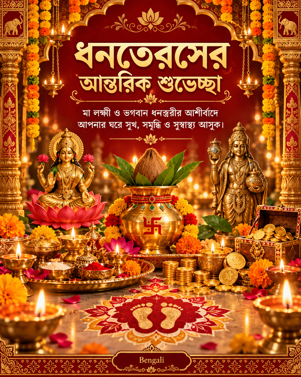Dhanteras Card Bengali - Dhanteras greeting image