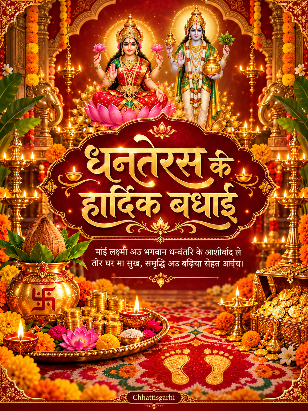 Dhanteras Card Chhattisgarhi - Dhanteras greeting image