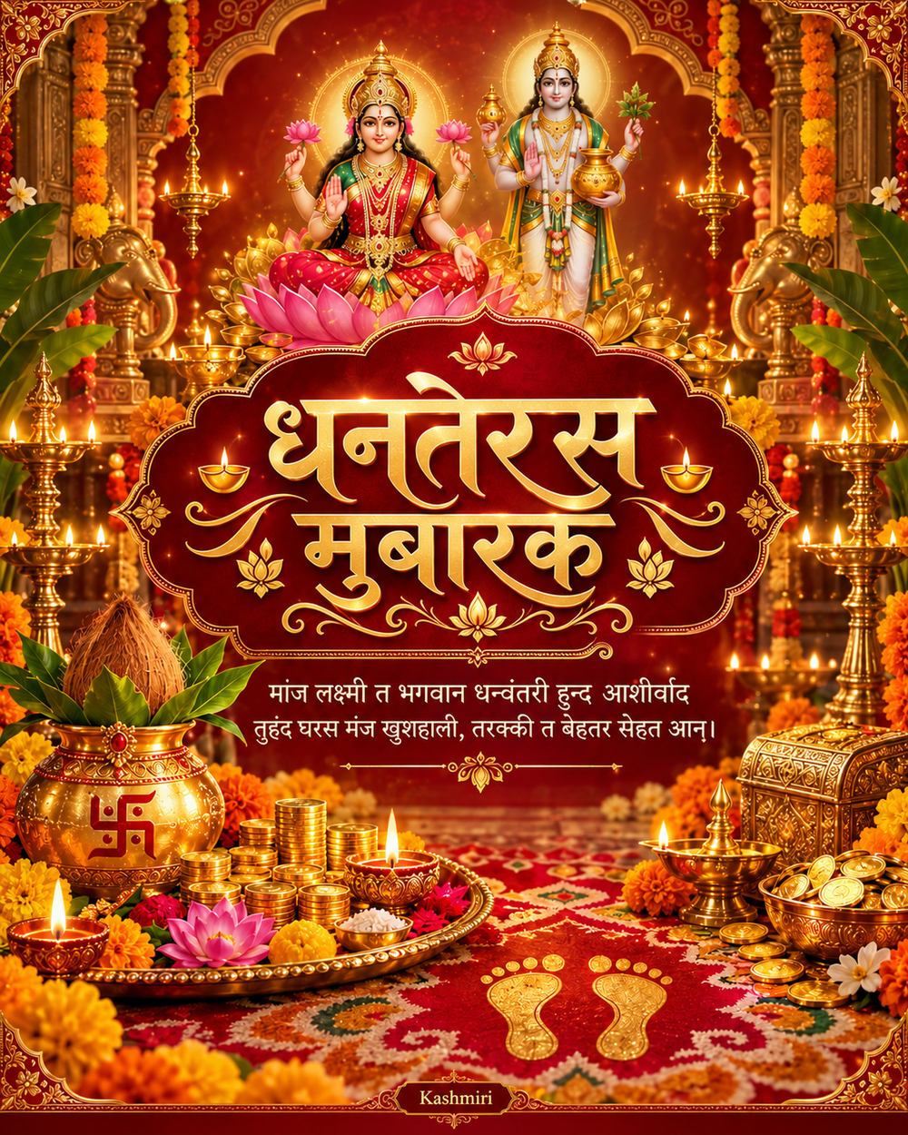 Dhanteras Card Kashmiri - Dhanteras greeting image
