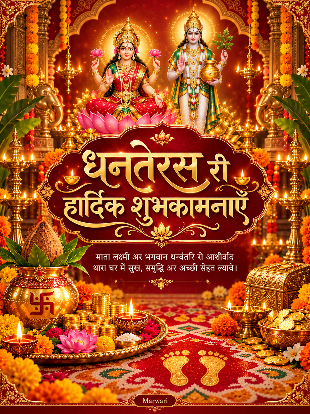 Dhanteras Card Marwari - Dhanteras greeting image