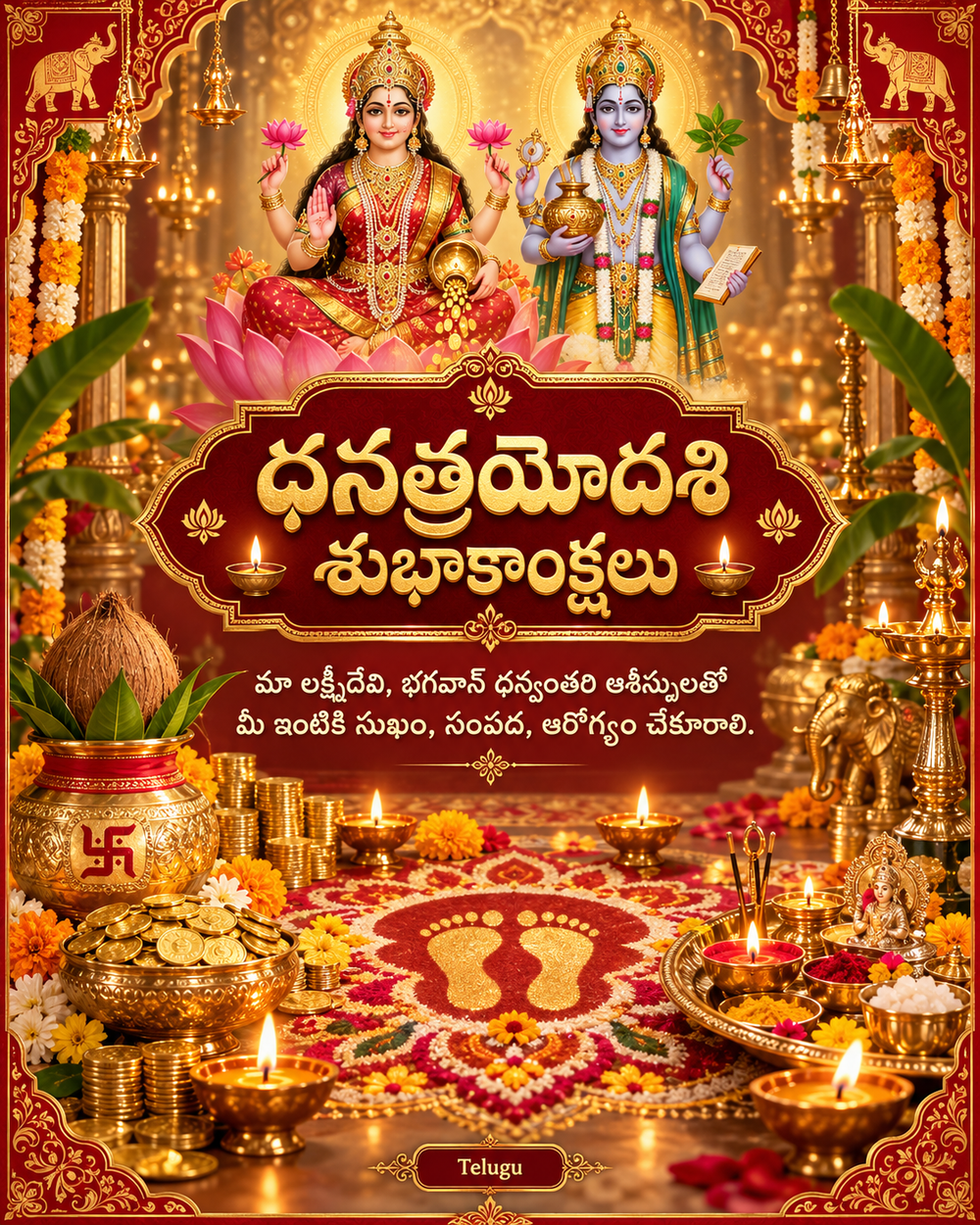 Dhanteras Card Telugu - Dhanteras greeting image
