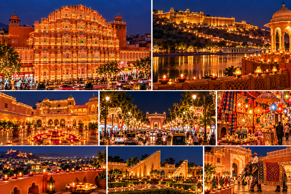 Hawa Mahal in Jaipur decorated for Diwali