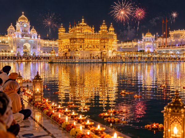 Golden Temple Amritsar during a festive light display