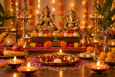 Lakshmi and Ganesha Puja image for Diwali