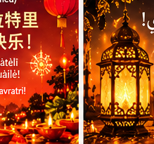 Arabic Navratri greeting card