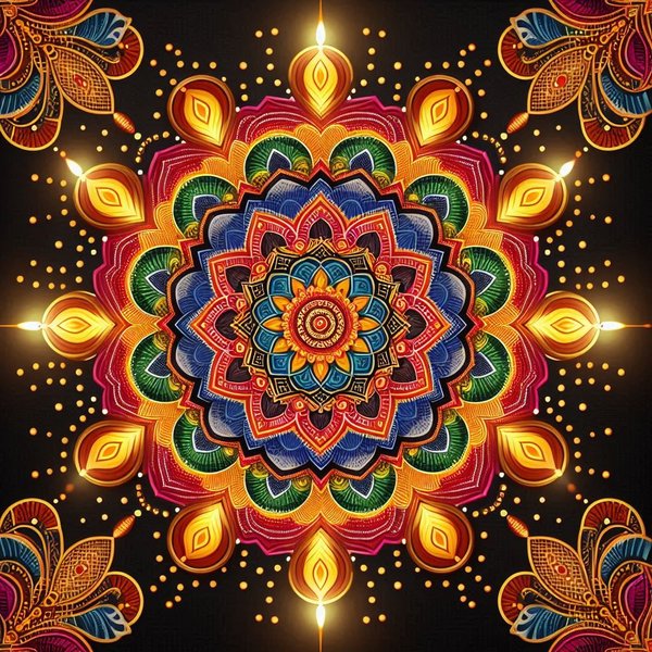 Floral mandala rangoli design